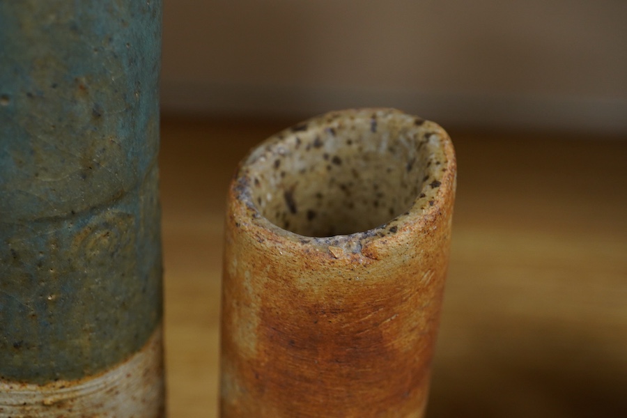Alan Wallwork (1931-2019), two cylindrical vases, tallest 24cm